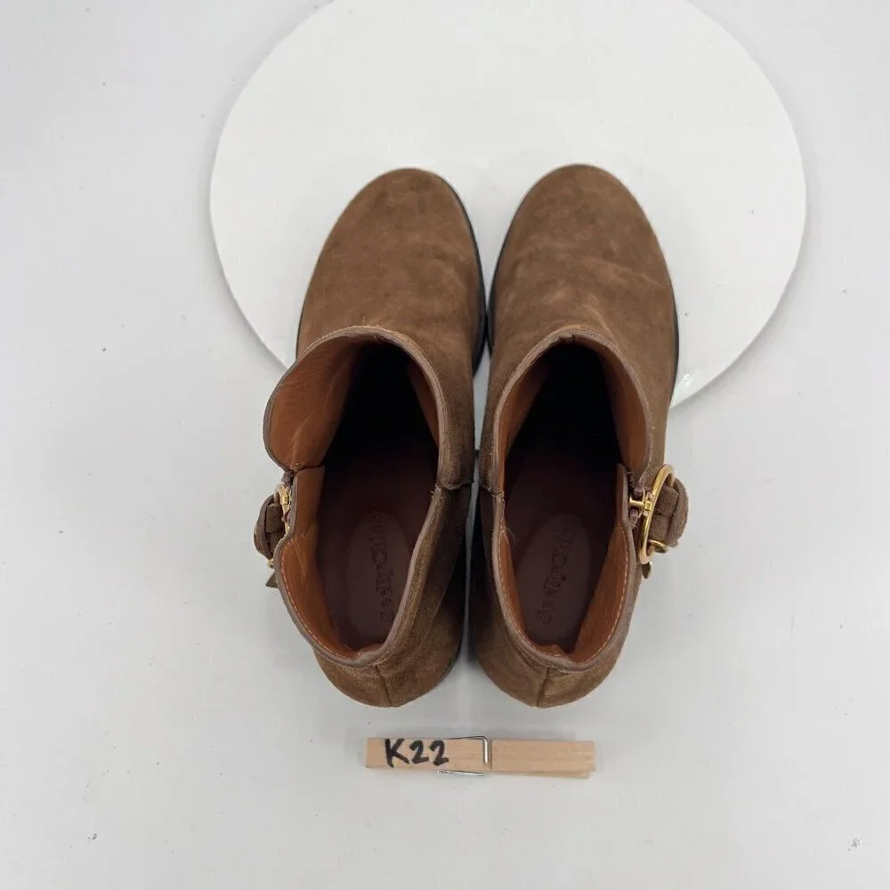 See By Chloe Women Size Eu 39.5 US 9.5 Brown Suede Leather Side Zip Ankle Boot - Picture 13 of 16